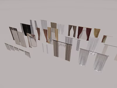 Various Colored Curtains in Different Materials for Modern Home Window Decoration 3d model