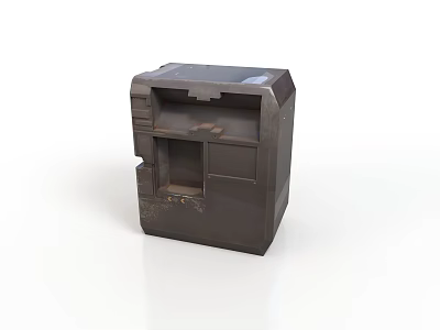 Durable Black Square Electronic Device Enclosure With Interface Panel And Slots 3d model