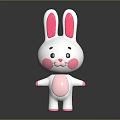 Cute Rabbit Shaped Furniture With White Body Pink Ears And Cheeks For Home Decor