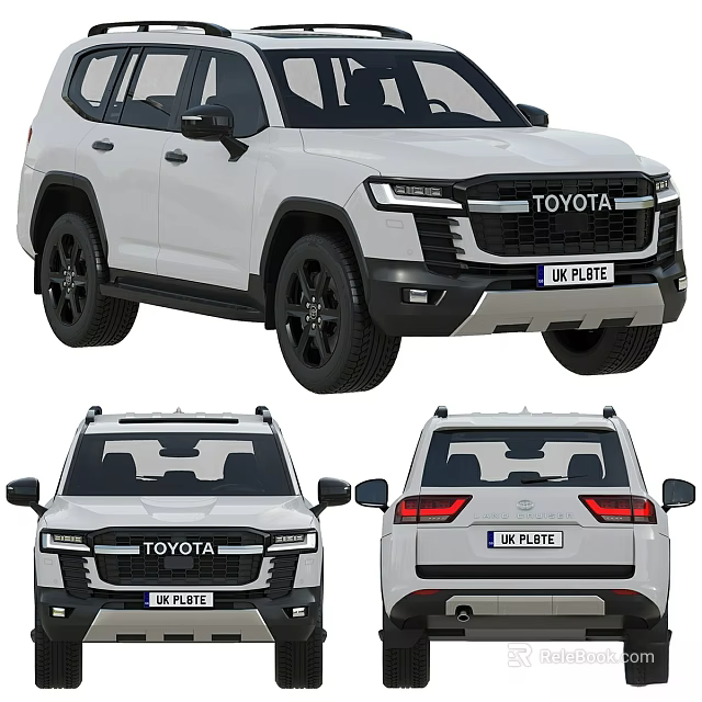 White Toyota SUV Shown From Multiple Angles 3d model 