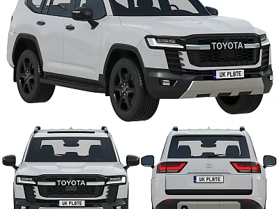 White Toyota SUV Shown From Multiple Angles 3d model
