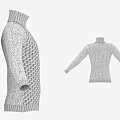 Gray and White Diamond Pattern Turtleneck Sweater Front and Back