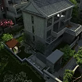 Traditional Garden Landscape With Lush Green Plants Stone Pathway And Pavilion Design