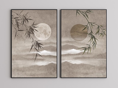 New Chinese style decorative painting black and white abstract geometric industrial wind line model