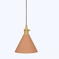 Modern Minimalist Brown Conical Pendant Light With Golden Top Accent
