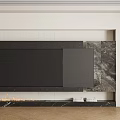Modern TV Wall Interior With Black Panel Marble Accent And Ornate Decor 3d model
