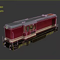 Red Train Locomotive With White Stripes Headlights And Windows Design
