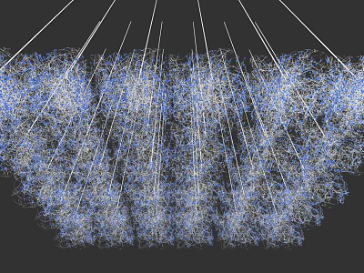 Modern Artistic Chandelier With Blue Light Points And Hanging Lines For Interior Decor 3d model