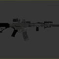 Modern Tactical Assault Rifle with Optic Sight Tactical Rail Magazine and Barrel in 3D Render Design