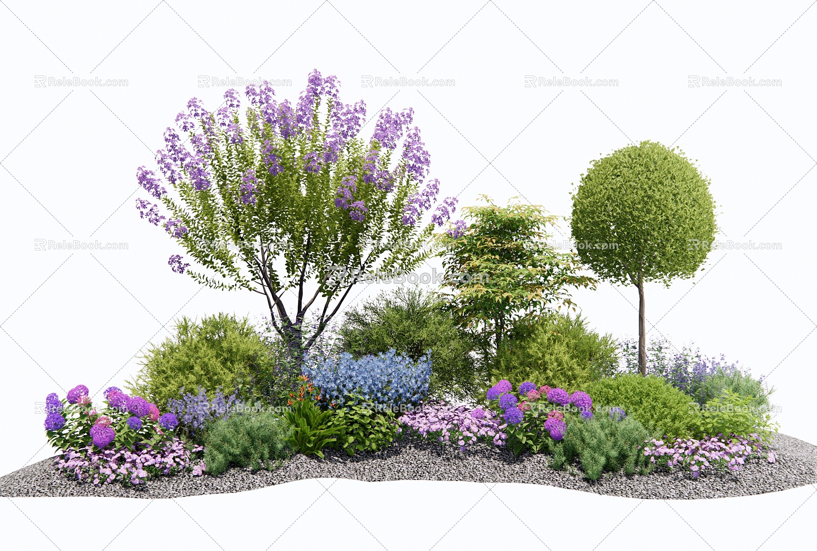 modern shrub plant floral border plant combination plant cluster plant pile bauhinia bauhinia crape myrtle tree flowers and plants 3d model