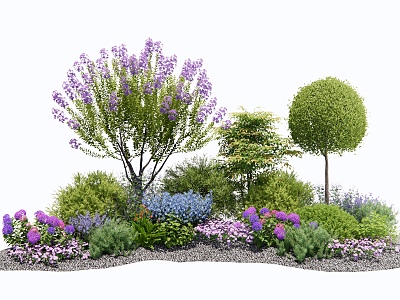 modern shrub plant floral border plant combination plant cluster plant pile bauhinia crape myrtle tree flowers and plants 3d model