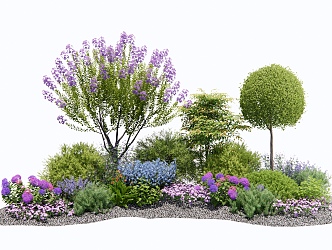 modern shrub plant floral border plant combination plant cluster plant pile bauhinia crape myrtle tree flowers and plants 3d model