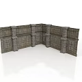 Modern Stone Wall Corner Architectural Structure With Columns And Grilled Windows