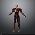 3D Warrior Character Model In Red Purple Armor With Golden Boots And Shoulder Pads