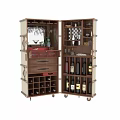 Stylish Wine Storage Cabinet with Hanging Wine Glasses Bottle Racks Drawers and Shelves
