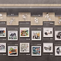 Gallery Wall Display With Various Artworks Including Colorful And Black White Paintings