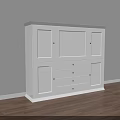 White Entryway Console Cabinet With Drawers And Cabinet Doors For Modern Home Decor