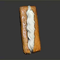 Crispy Golden Brown Long John Donut Topped With Fluffy White Cream