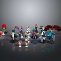 Game and Movie Characters as Cartoon Style Figurines With Various Outfits and Accessories