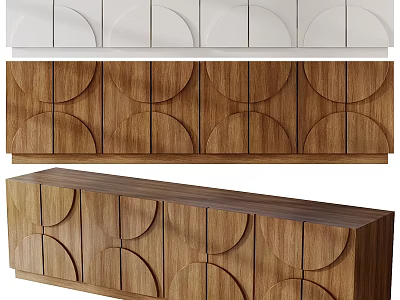 Modern Wooden Storage Cabinets With Circular Pattern Design For Home Organization 3d model