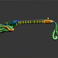 Vibrant Green Blue Yellow Dragon Shaped Musical Instrument and Artistic Painting Tools Decorative