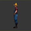 3D Detailed Game Movie Character With Straw Hat Red Shirt Blue Overalls And Gloves