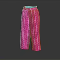 Stylish Pink Wide Leg Trousers With White Geometric Patterns Casual Fashion Apparel