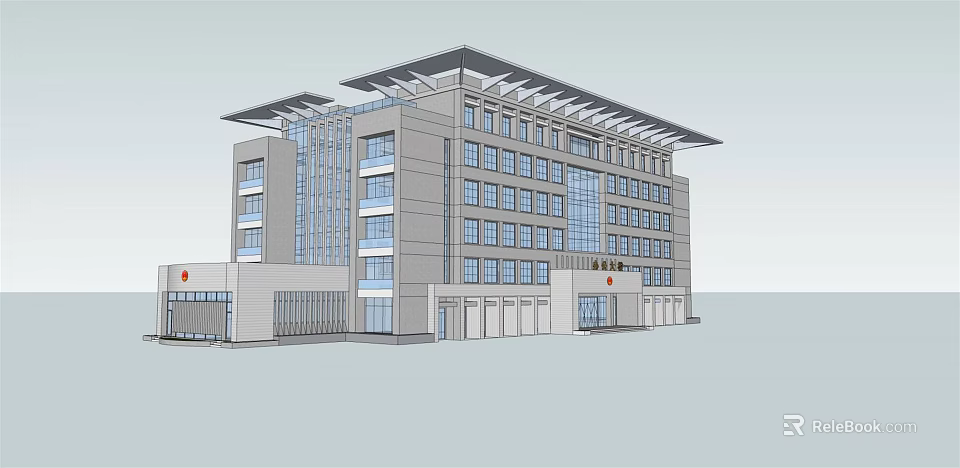 Modern Multi Storey Office Building With Glass Windows And Contemporary Facade 3d model 