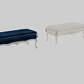 Elegant Blue Velvet Sofa Bench With Silver Carved Legs And Tassel Accents