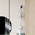 Elegant Striped Hat Figurine Sculpture Standing On Ball With Marble Base For Interior Decor