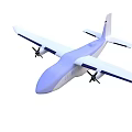 Twin Propeller Helicopter With White And Blue Aerodynamic Body Structure