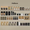 Poliform Food Products Displayed on Shelves With Various Packaging Designs