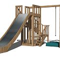 Modern slide solid wood slide children's entertainment equipment 3d model