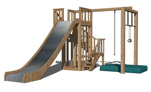 Modern slide solid wood slide children's entertainment equipment 3d model