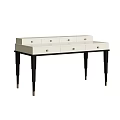 Modern Home Office Desk With White Top Black Legs And Storage Drawers