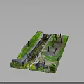 Modern Garden Model With Stone Structure And Green Vegetation Design