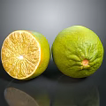 Fresh Juicy Ripe Green Limes Whole and Halved on Black Reflective Surface