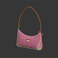Pink Fashion Handbag with Sleek Curved Shape and Glossy Triangle Accent