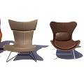 Modern Leather Lounge Chairs in Different Colors with Metal Frames 3d model