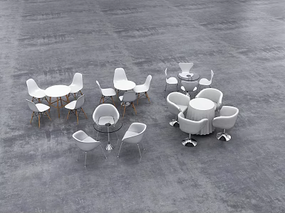 Modern Stylish Dining Chairs With Round Tables Wooden Metal Legs In Contemporary Furniture 3d model