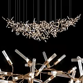 Modern Metallic Branch Chandelier With LED Lights For Artistic Interior Decor
