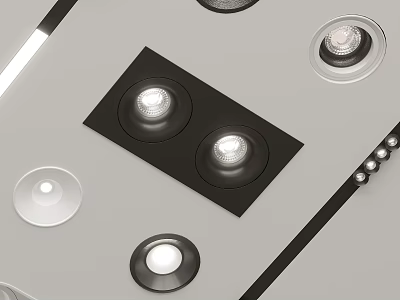 Sleek Modern Ceiling Downlights And Spotlights With Black White Design Styles 3d model