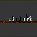 Wooden Chessboard With Black And White Squares And Arranged Chess Pieces