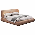 Stylish Modern Double Bed With Upholstered Frame Soft Pillows And Bedspread 3d model