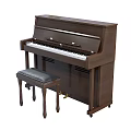 Brown Wooden Upright Piano and Art Supplies Cabinet with Drawers for Creative Use