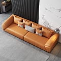 Modern Living Room Double Sofa Three-Seat Sofa Leather Sofa 3d model