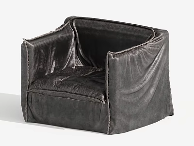 Modern Dark Gray Leather Armchair With Wrinkled Design And Comfortable Seating 3d model