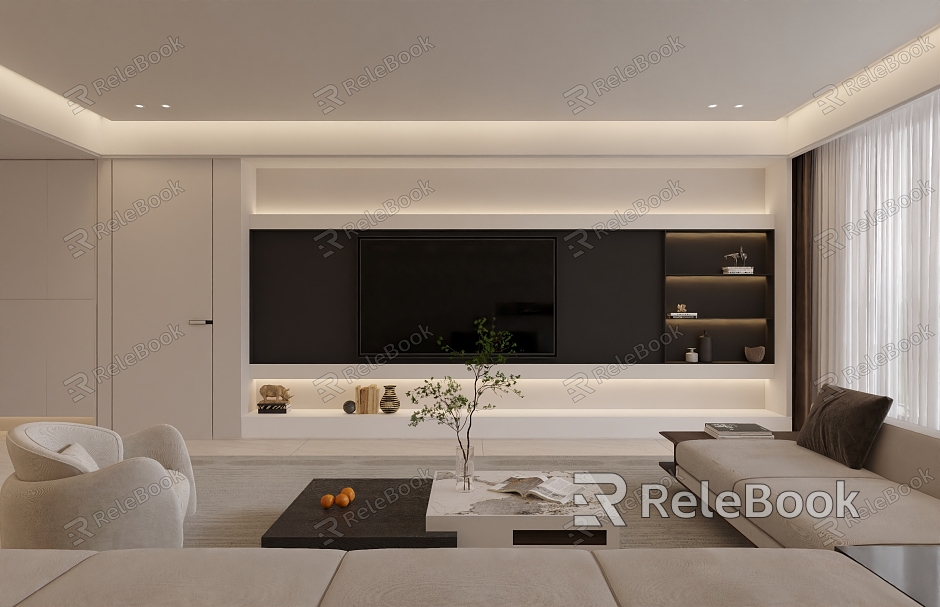 Modern Black White Grey Living Room Guest Dining Room Simple Style Simple Style Hall model