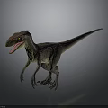 Velociraptor Dinosaur 3D Model In Standing Pose With Open Mouth And Red Eyes