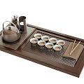 Traditional Chinese Tea Set With Wooden Tray Teapot Small Teacups And Utensils